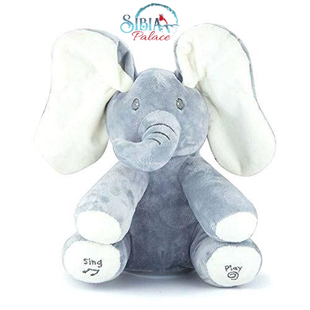 BESTB Peek-a-Boo Elephant Animated Talking Singing Stuffed Plush Elephant Stuffed Doll Toys Kids Gift Present Boys & Girls Birthday Xmas Gift 