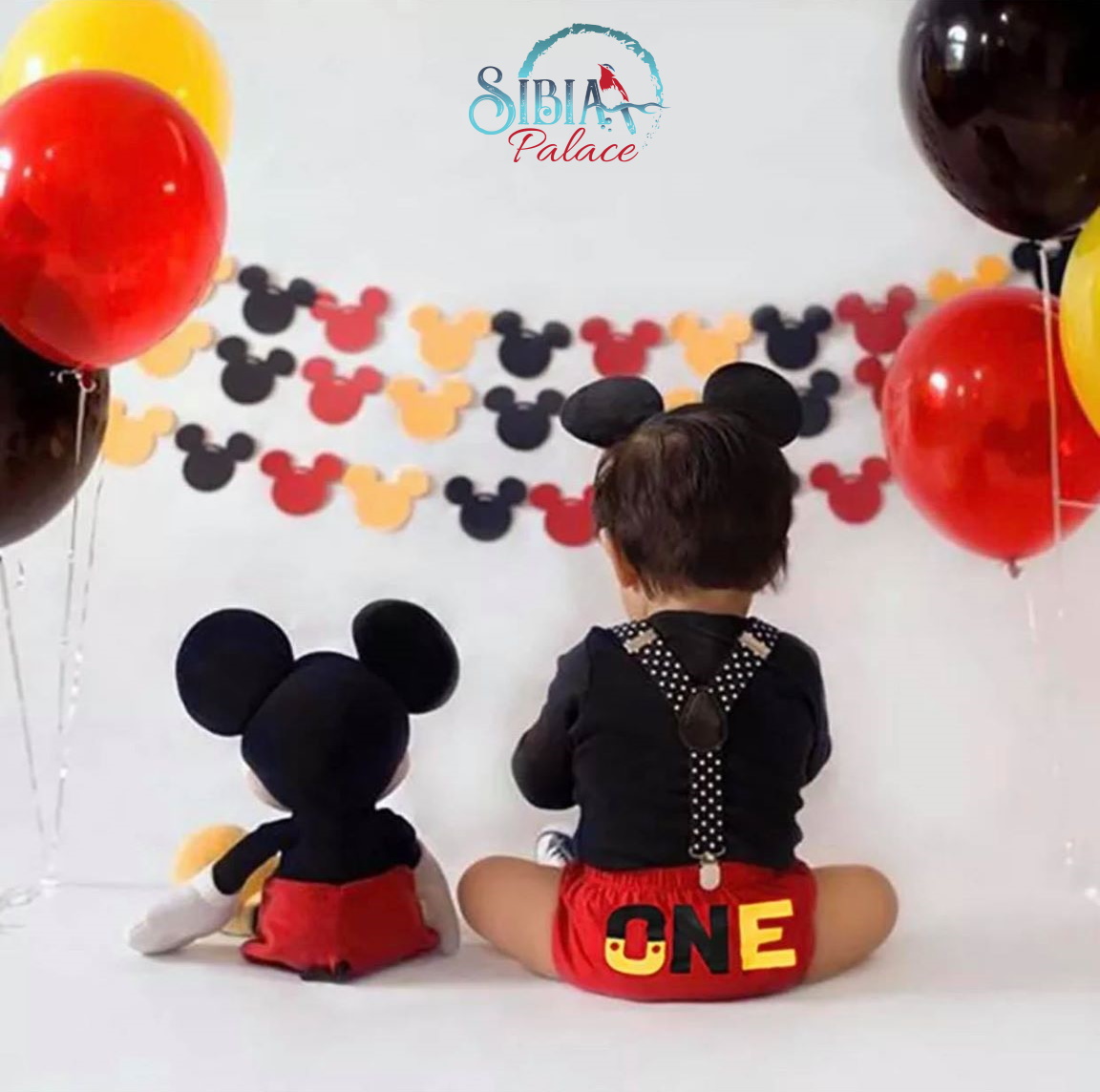 Black Red mickey mouse photography Baby Boys 1st Birthday Cake Smash Outfit 