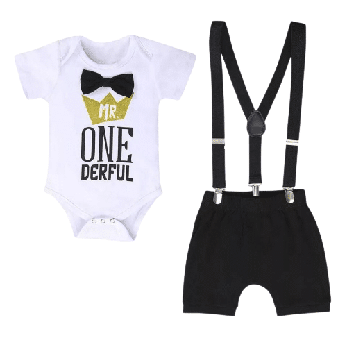 Baby Boy First Birthday Outfit Mr Onederful Bowtie Romper+Shorts Pants 