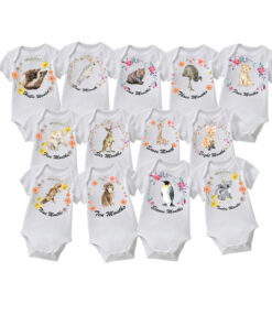Sibia Palace Aussie Animals Baby Monthly Milestone 13 Rompers Gift Set