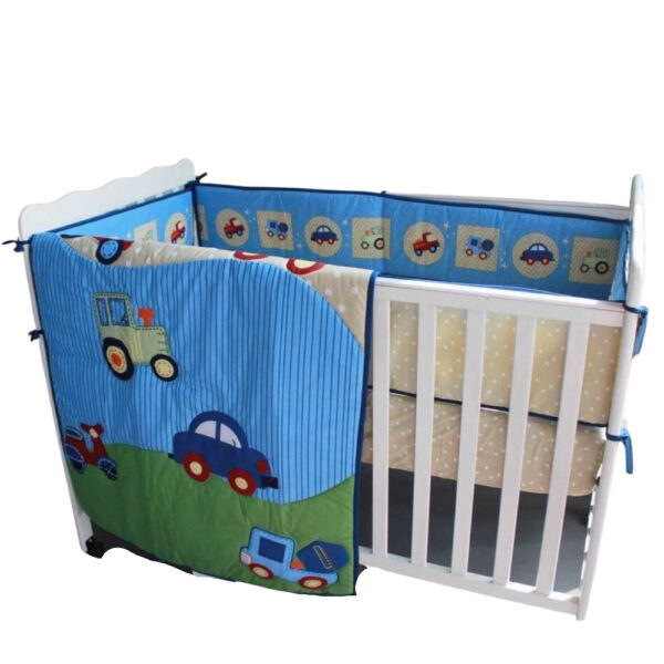 Sibia Palace Baby Boy Blue Car Tractor, Baby Blue Cot Bedding Sets
